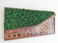 Mechový obraz - tmavě zelený s epoxidem 40cm x 80cm