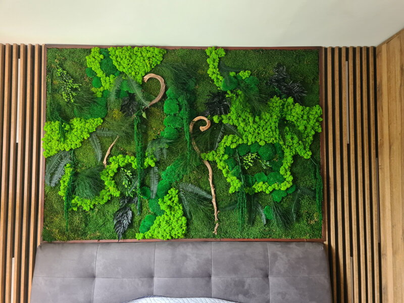 Exkluzivní mechový obraz s rostlinami 200cm x 100cm
