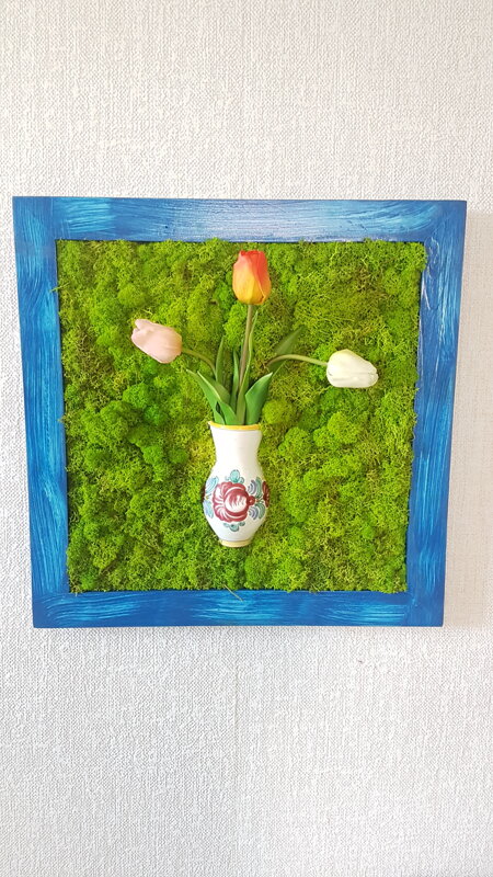 Mechový 3D obraz s tulipány 50cm x 50cm