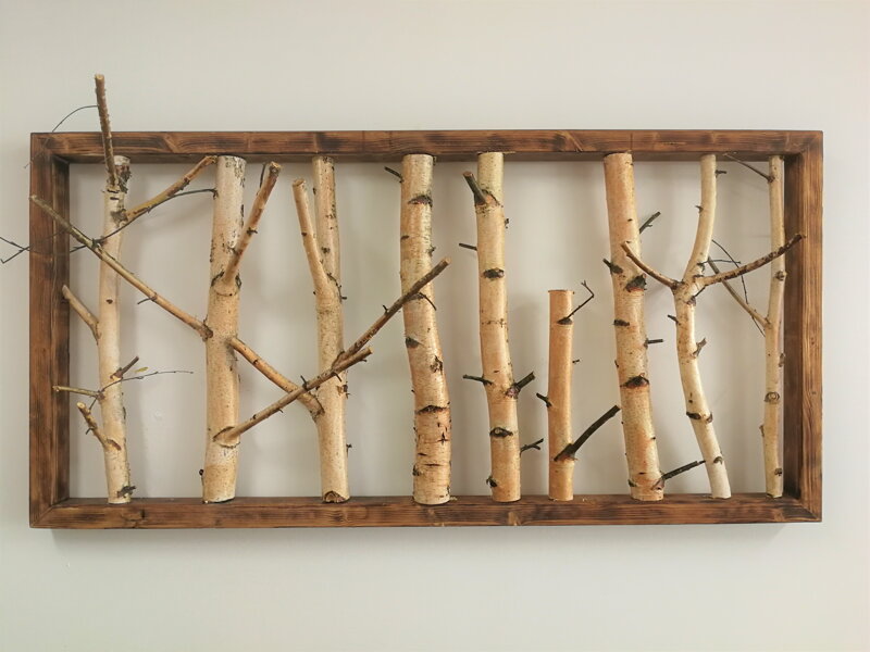 Dřevěný obráz- přírodní bříza 65cm x 130cm